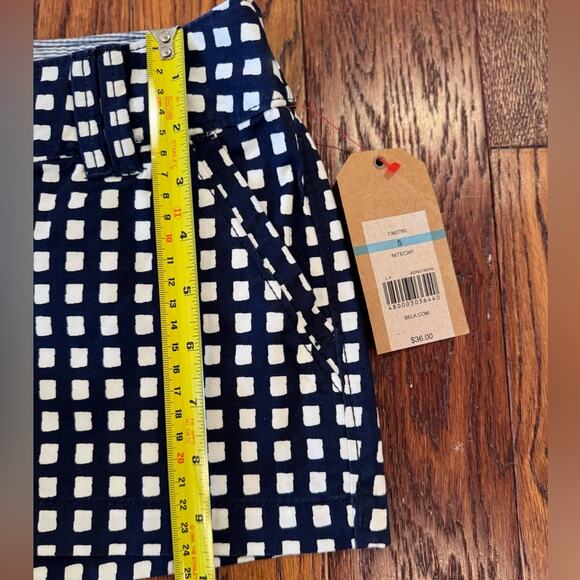 NWT New Red Camel Juniors 5 Navy White Geometric Shorts Double Button Closure - Picture 5 of 11